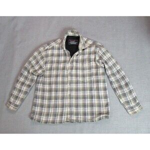 CNI Outdoors Shacket Mens L Tan Flannel Plaid Corduroy Lined Jacket Cabincore
